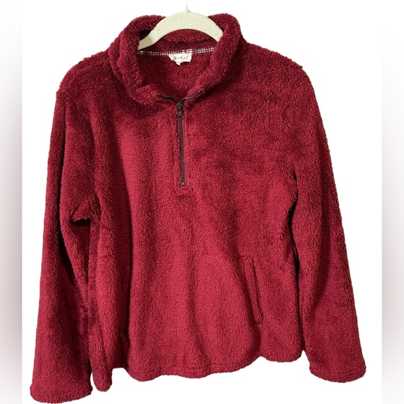 Hem & Thread Jackets & Blazers - Hem & Thread 1/4 Zip Pullover Fleece Red, Super Soft Size Medium.